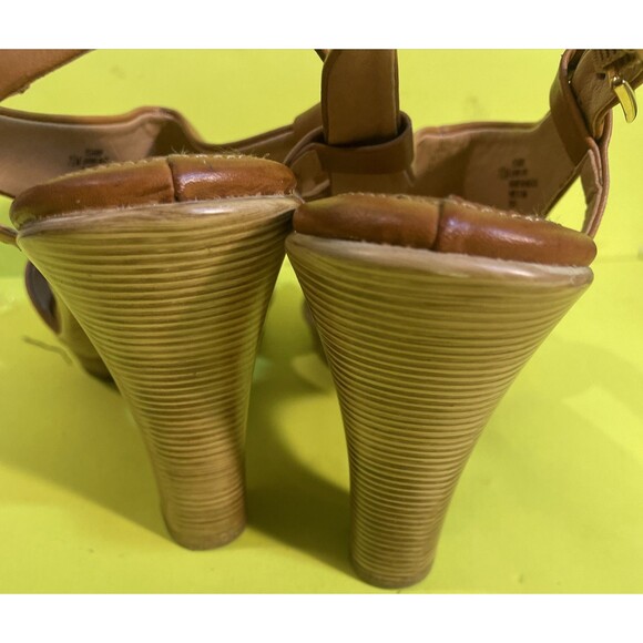 SOFFT brown Sandals Open Toe Sling Back Leather 4inch Heels Pumps Size 8.5 - Picture 4 of 6